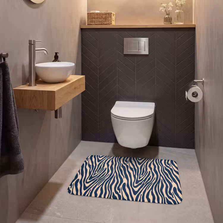 Wc Mat - Zebra - Patroon - Blauw - Beige — 2