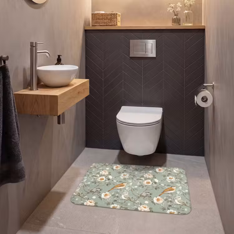Wc Mat - Roze - Vogels - Kleurrijk — 2
