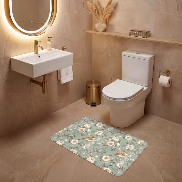 Wc Mat - Roze - Vogels - Kleurrijk — 4