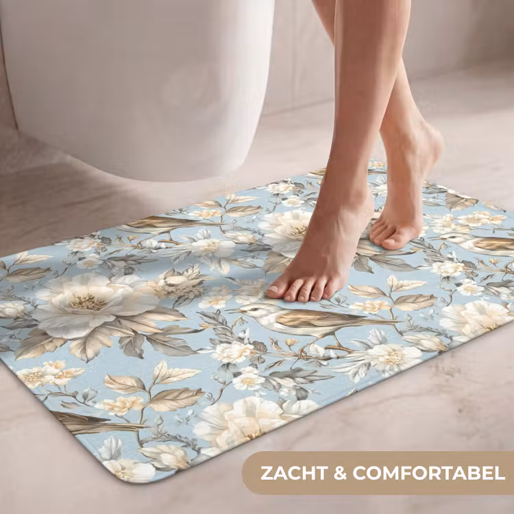 Wc Mat - Botanisch - Zangvogel - Blauw — 7