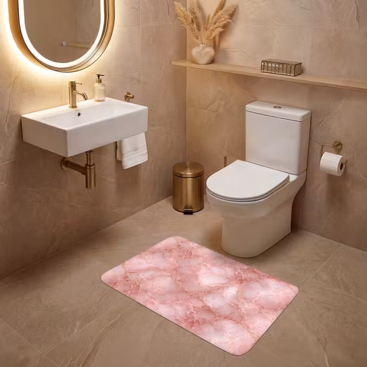 Wc Mat - Roze - Kwarts - Goud - Marmer — 4