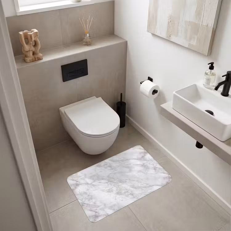 Wc Mat - Grijs - Wit - Marmer — 6