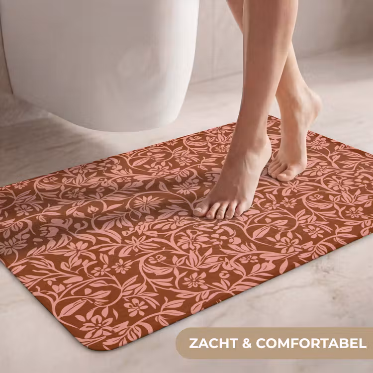 Wc Mat - Bloemen - Print - Roze — 7
