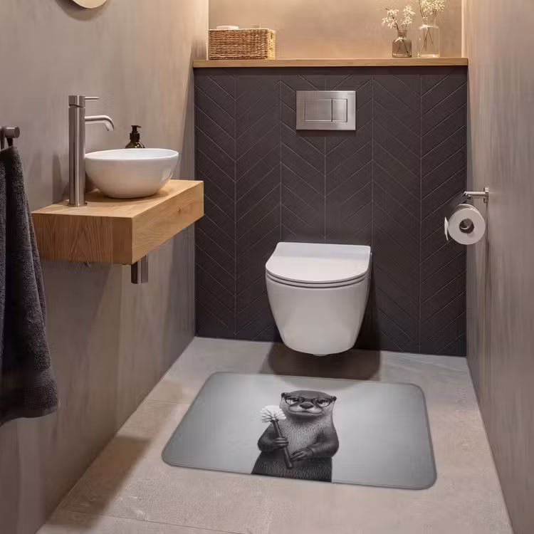 Wc Mat - Otter - Wc-borstel - Bril - Zwart - Wit — 2