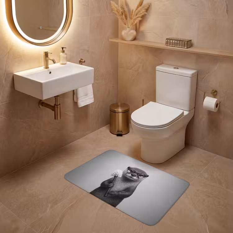 Wc Mat - Otter - Wc-borstel - Bril - Zwart - Wit — 4
