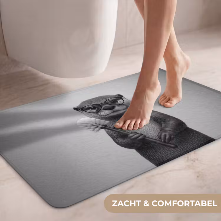 Wc Mat - Otter - Wc-borstel - Bril - Zwart - Wit — 7