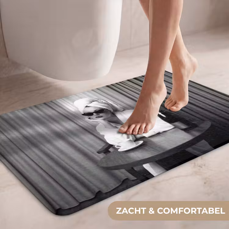 Wc Mat - Vrouw - Bubbels - Zwart - Wit — 7