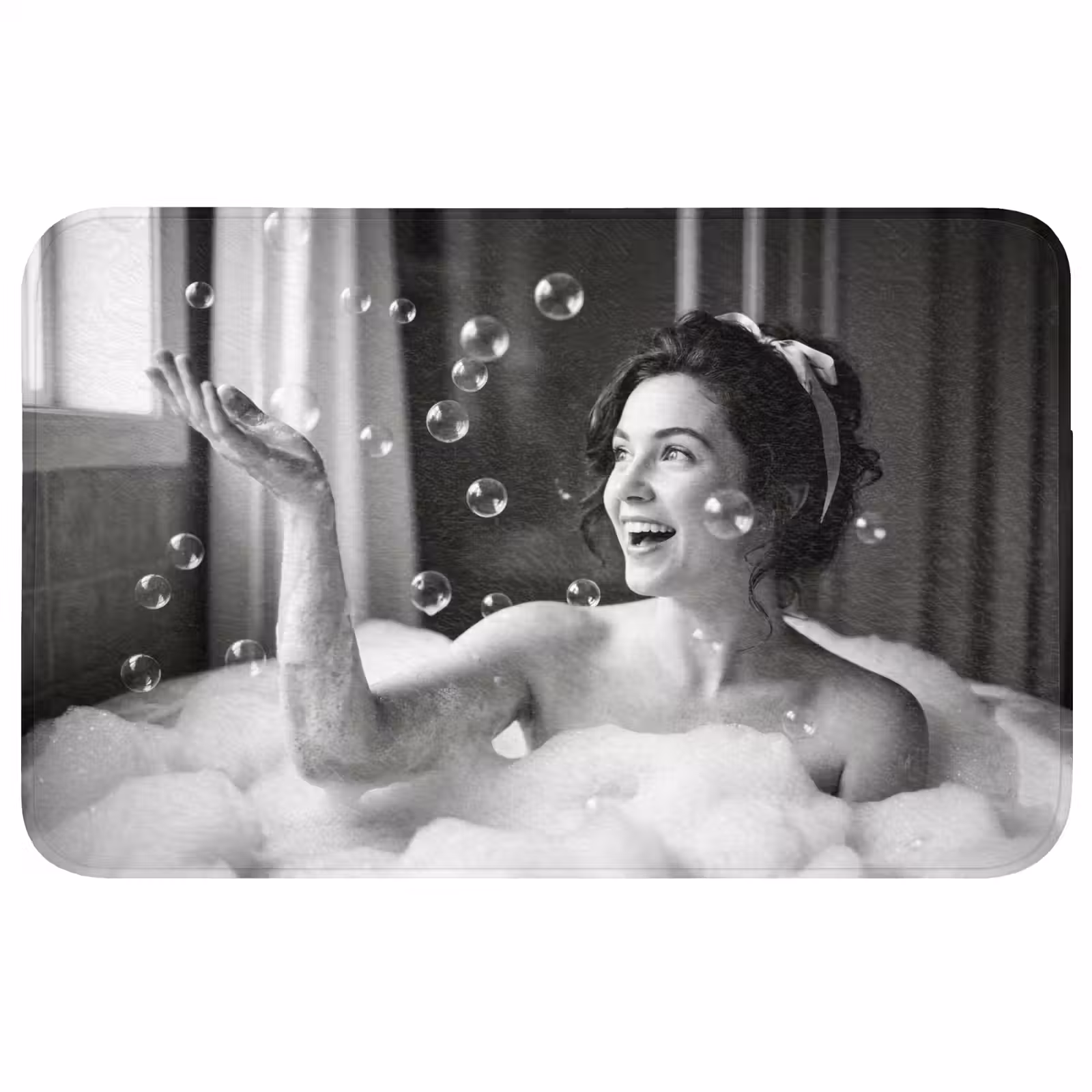 Wc Mat - Bad - Bubbels - Zwart - Wit — 1
