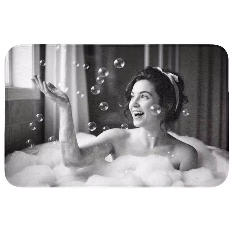 Wc Mat - Bad - Bubbels - Zwart - Wit — 1