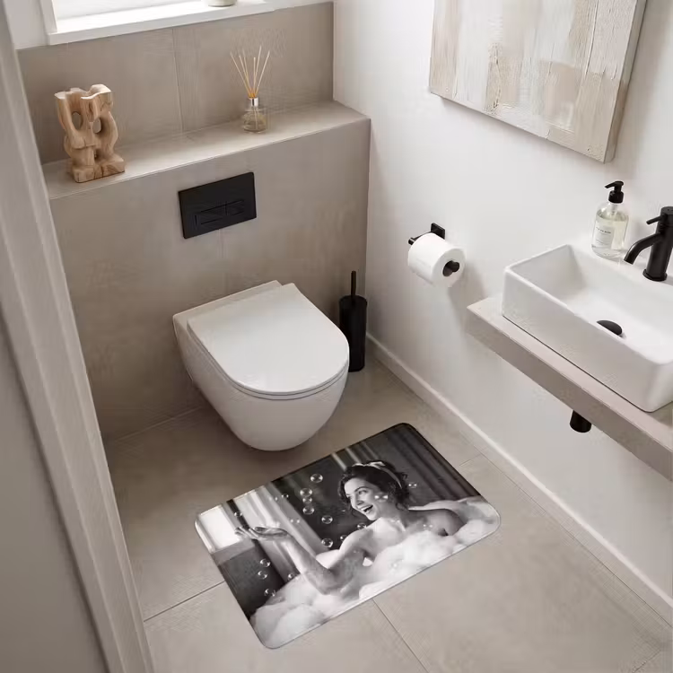 Wc Mat - Bad - Bubbels - Zwart - Wit — 6