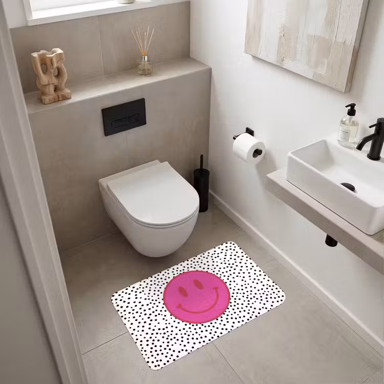 Wc Mat - Smiley - Roze - Stippen — 6