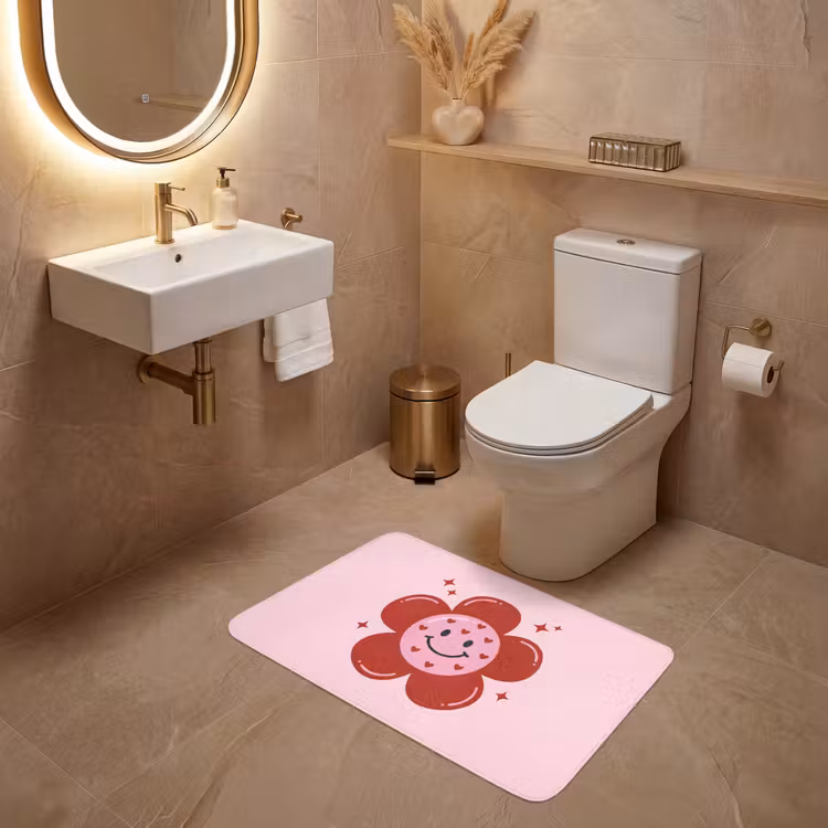 Wc Mat - Bloem - Roze - Hartjes — 4