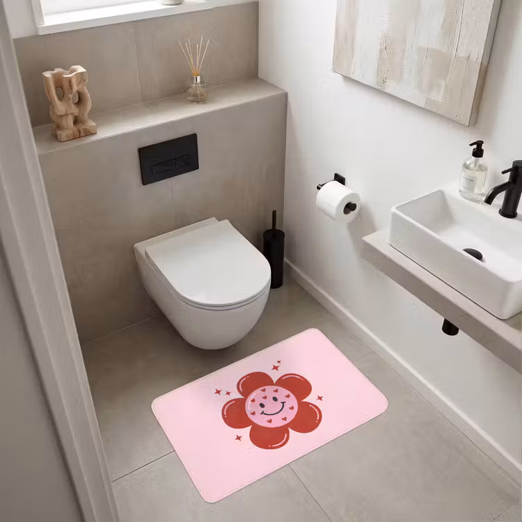 Wc Mat - Bloem - Roze - Hartjes — 6