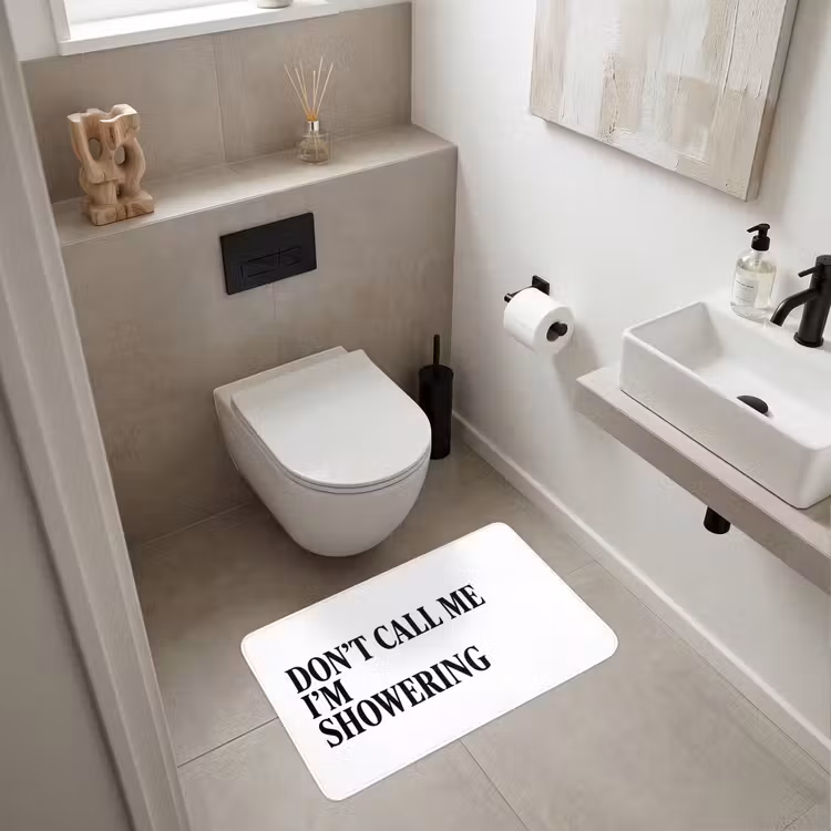 Wc Mat - Tekst - Modern - Zwart - Wit — 6
