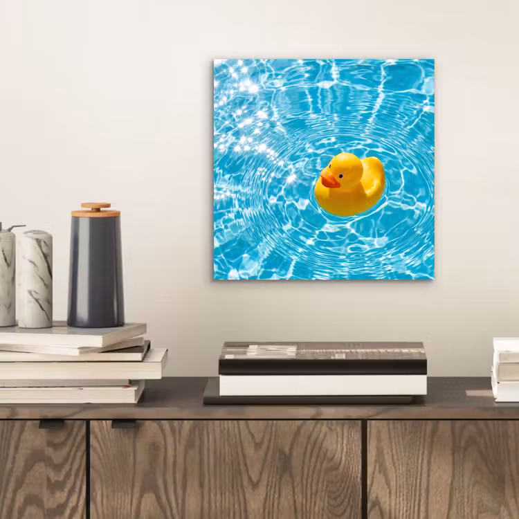 Aluminium schilderij - Badeend - Dobberen - Blauw — 2