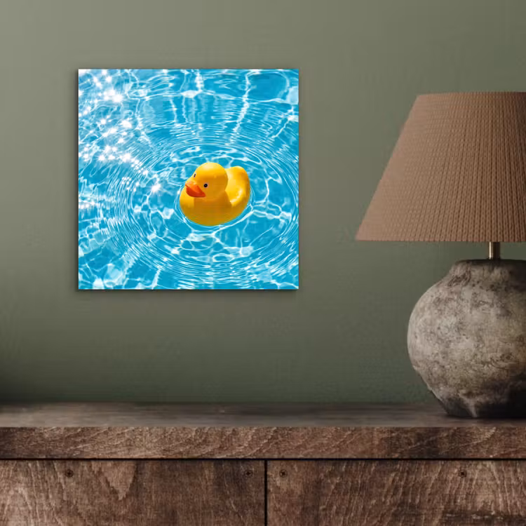 Aluminium schilderij - Badeend - Dobberen - Blauw — 3