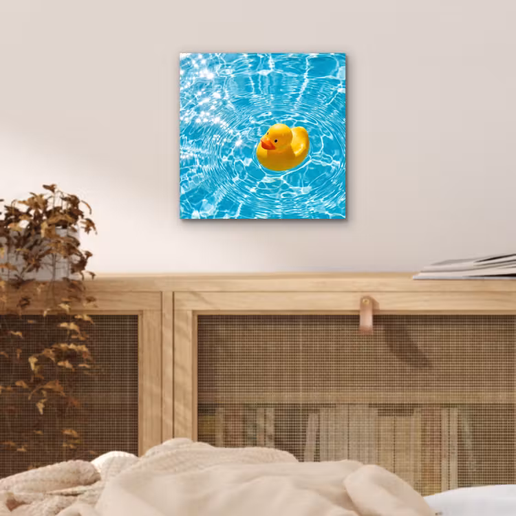 Aluminium schilderij - Badeend - Dobberen - Blauw — 4