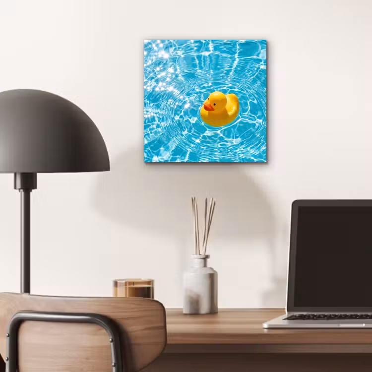 Aluminium schilderij - Badeend - Dobberen - Blauw — 6