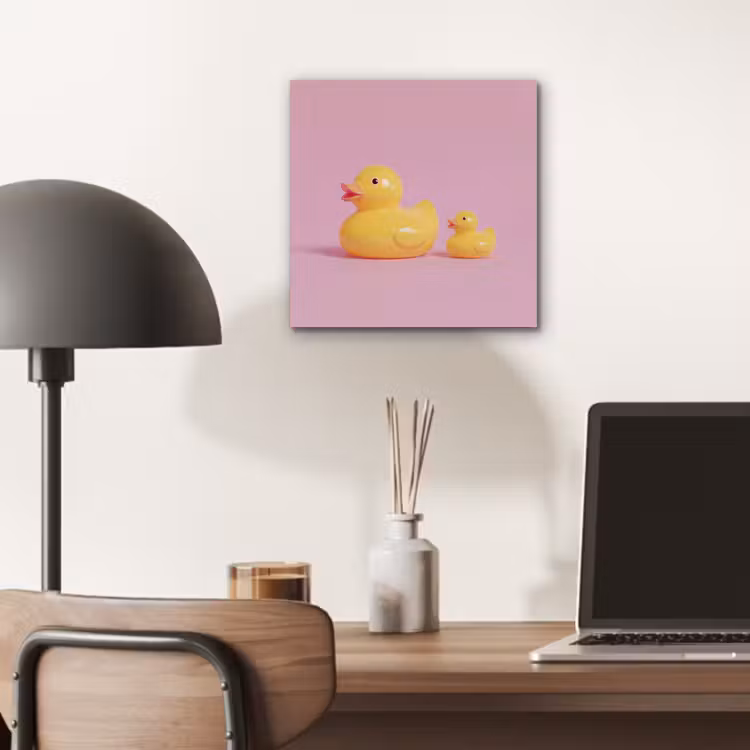 Aluminium schilderij - Eendjes - Vrolijk - Roze — 6