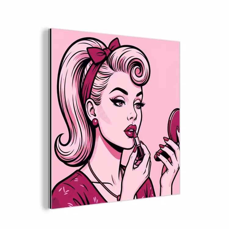 Aluminium schilderij - Vintage - Vrouw - Roze — 1