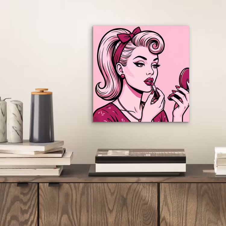 Aluminium schilderij - Vintage - Vrouw - Roze — 2