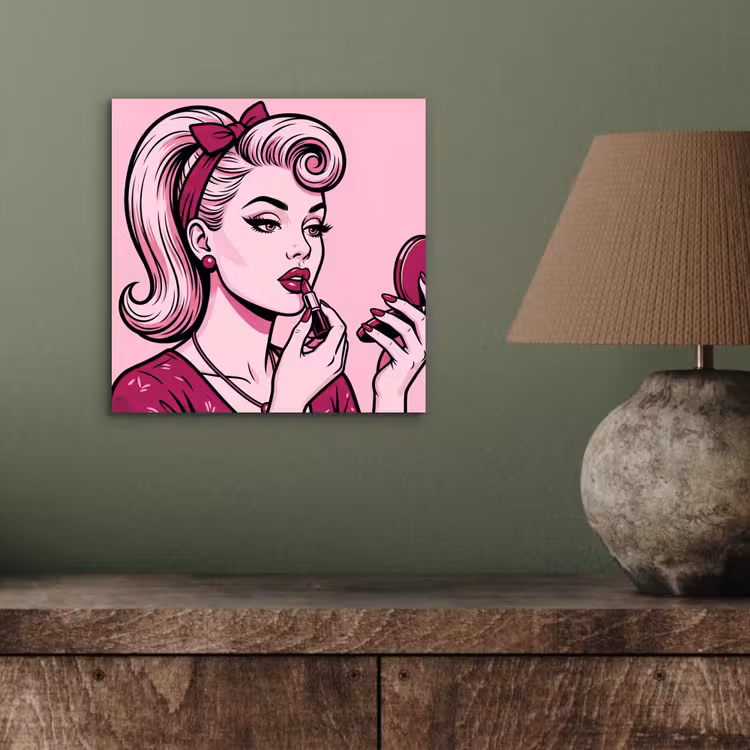 Aluminium schilderij - Vintage - Vrouw - Roze — 3
