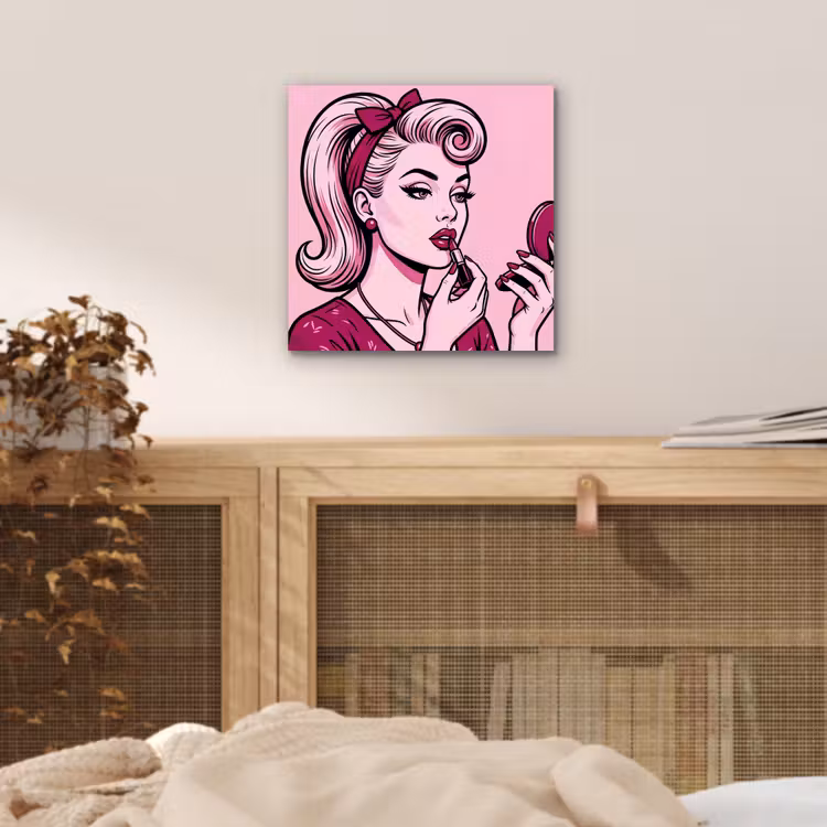 Aluminium schilderij - Vintage - Vrouw - Roze — 4