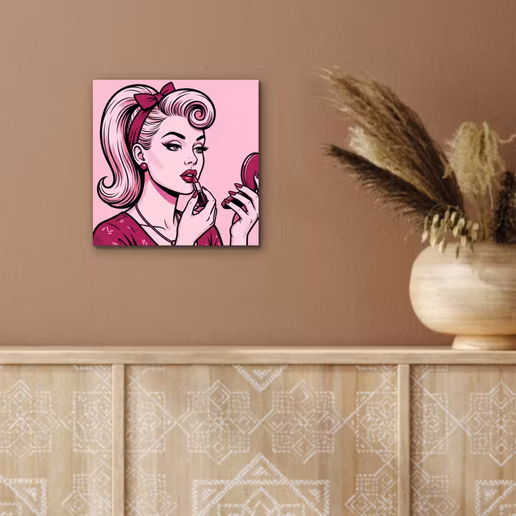 Aluminium schilderij - Vintage - Vrouw - Roze — 5