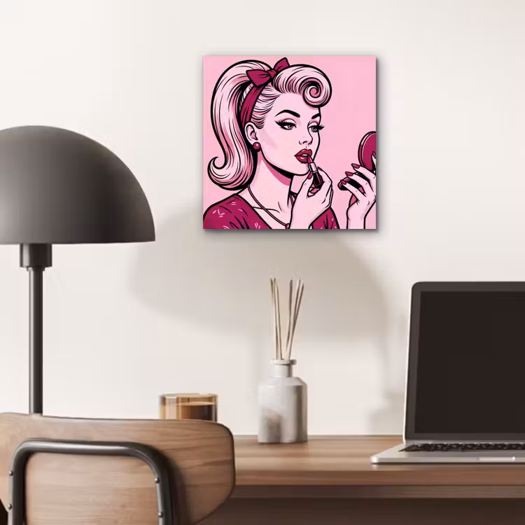 Aluminium schilderij - Vintage - Vrouw - Roze — 6