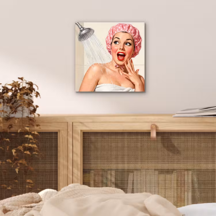 Aluminium schilderij - Vrouw - Douche - Roze — 4