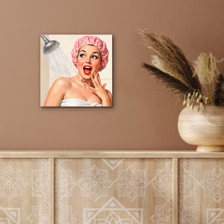 Aluminium schilderij - Vrouw - Douche - Roze — 5