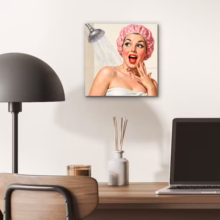 Aluminium schilderij - Vrouw - Douche - Roze — 6