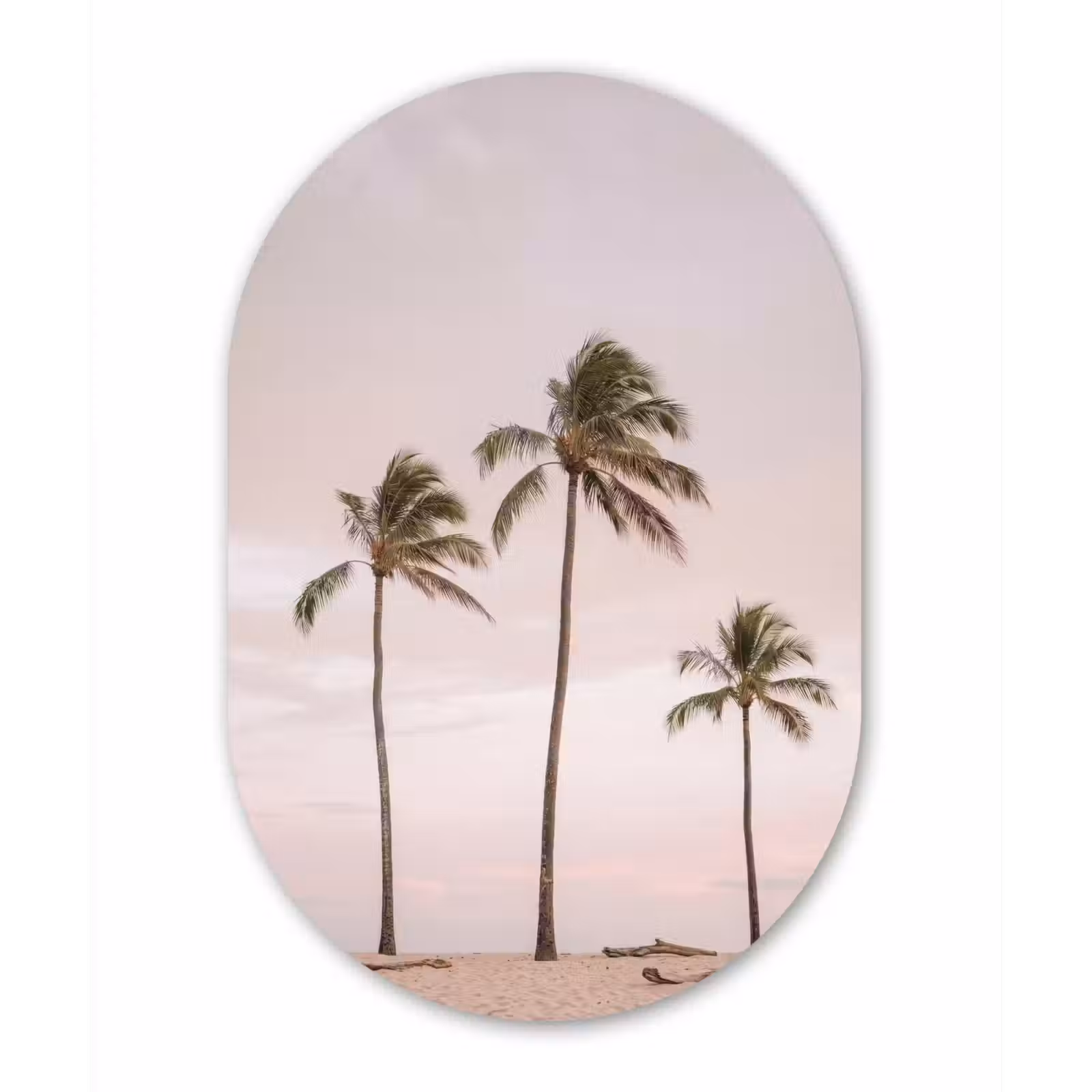 Muurovaal aluminium - Palmbomen - Zonsondergang - Roze — 1