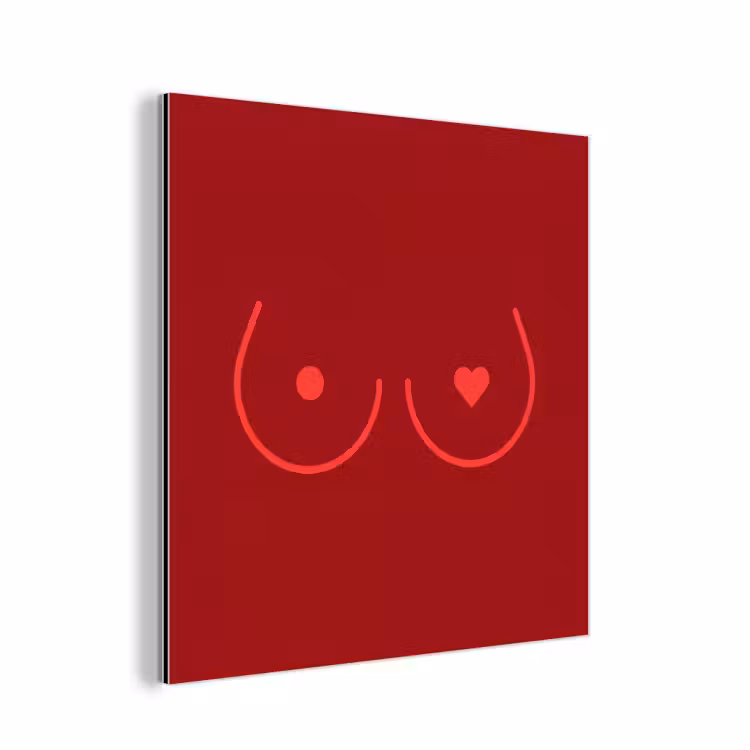 Aluminium schilderij - Minimalistisch - Lijnillustratie - Rood — 1