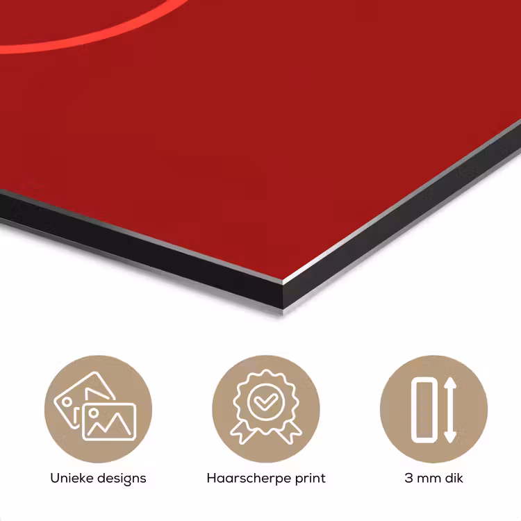 Aluminium schilderij - Minimalistisch - Lijnillustratie - Rood — 7