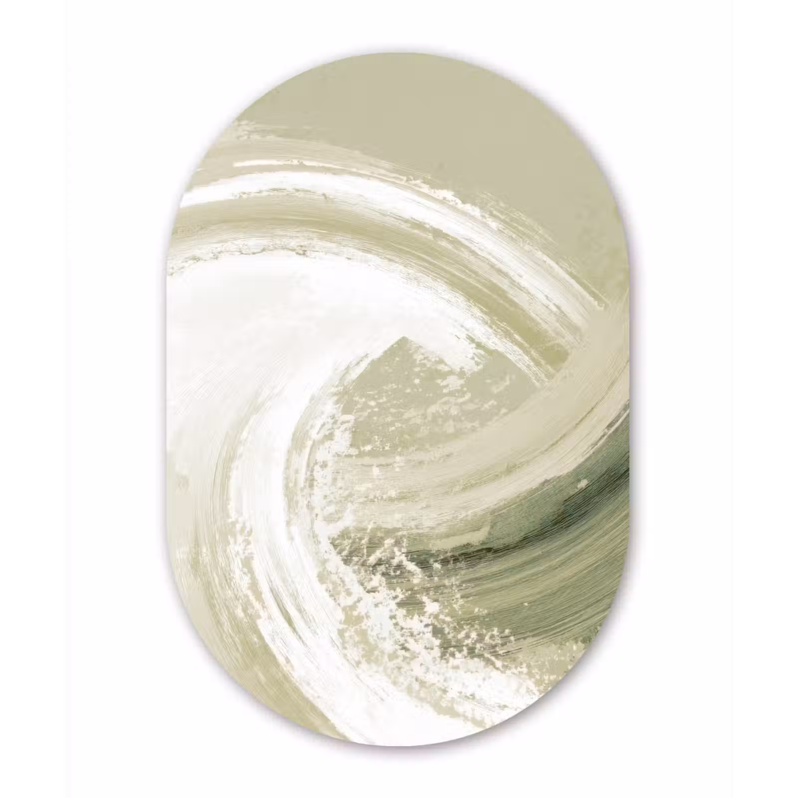 Muurovaal aluminium - Abstract - Penseelstreken - Golven - Groen — 1