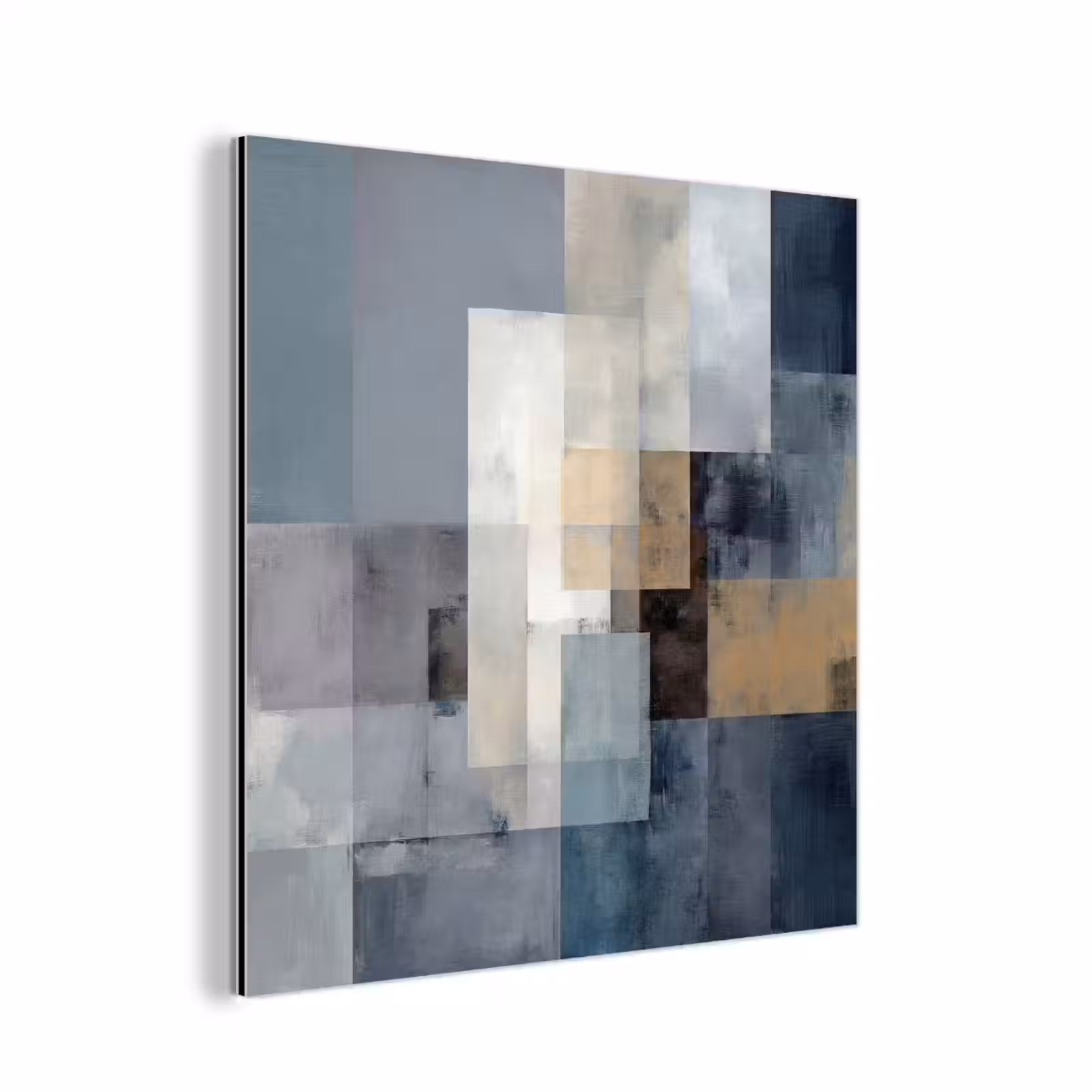 Aluminium schilderij - Rechthoeken - Abstract - Blauw — 1