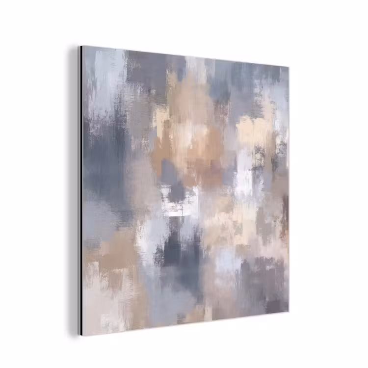 Aluminium schilderij - Penseelstreken - Schilderij - Beige — 1
