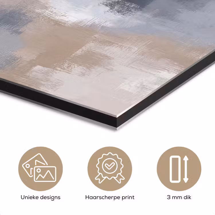 Aluminium schilderij - Penseelstreken - Schilderij - Beige — 7