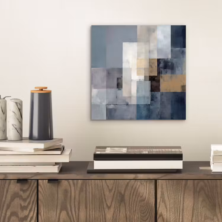 Aluminium schilderij - Rechthoeken - Abstract - Blauw — 2