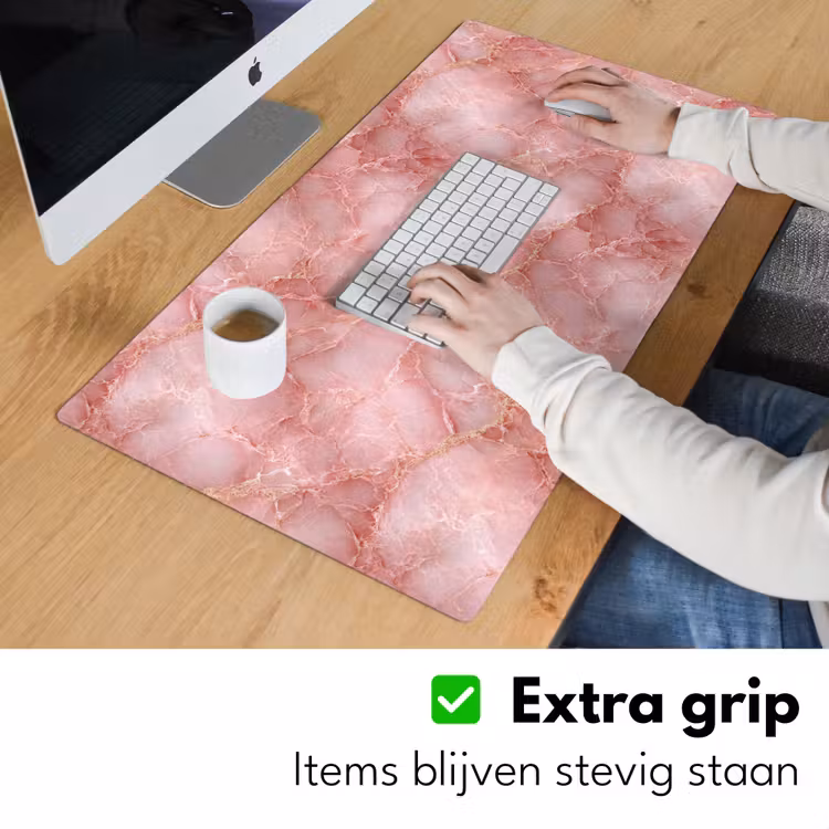 Bureau onderlegger - Roze - Kwarts - Goud - Marmer — 6