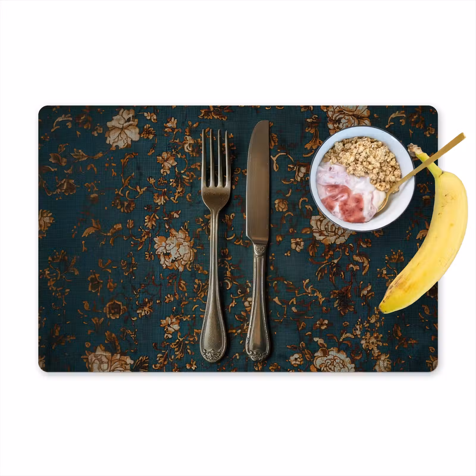 Placemat - 6 stuks - Bloemen - Goud - Bestek — 1