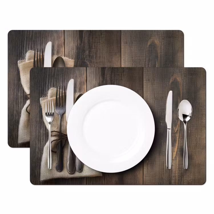 Placemat - 6 stuks - Bestek - Strikje - Zilver — 2