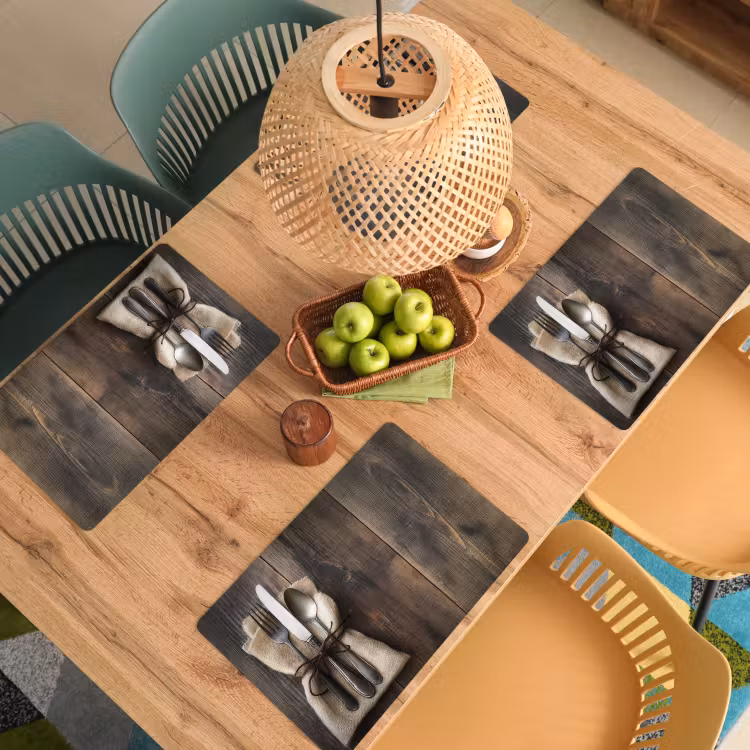 Placemat - 6 stuks - Bestek - Strikje - Zilver — 6
