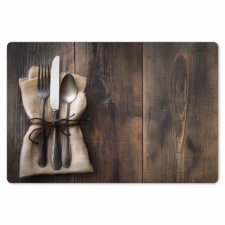 Placemat - 6 stuks - Bestek - Strikje - Zilver — 7