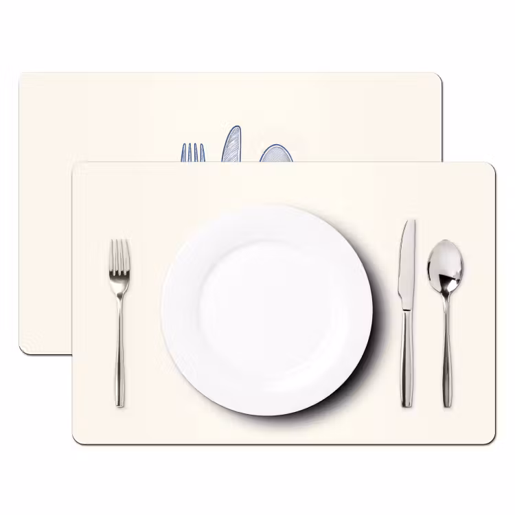 Placemat - 6 stuks - Blauw - Bestek - Lijn — 2
