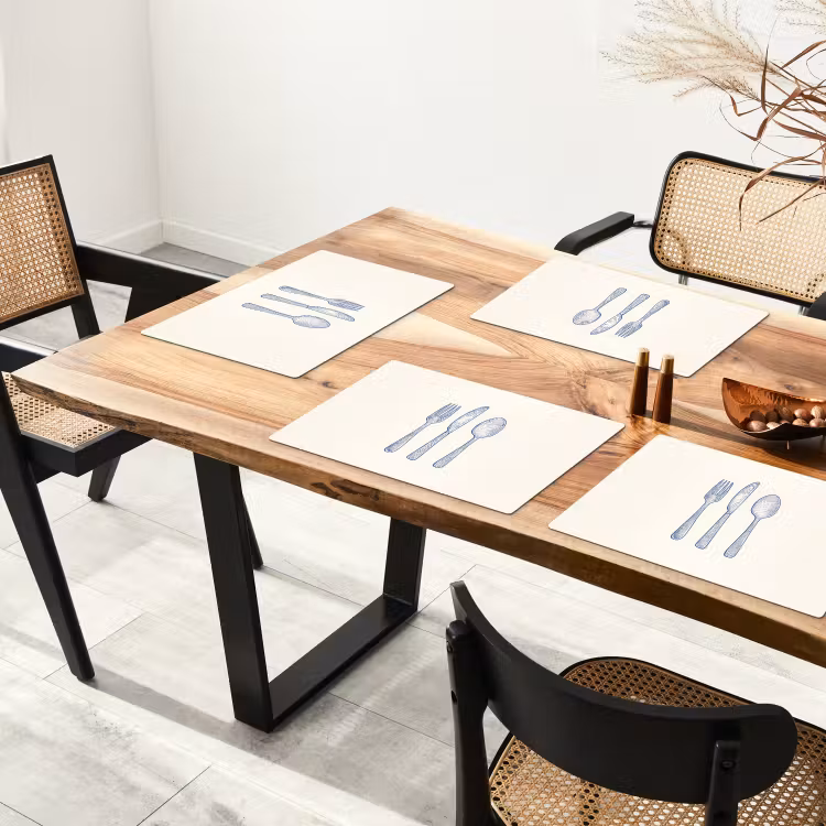 Placemat - 6 stuks - Blauw - Bestek - Lijn — 5