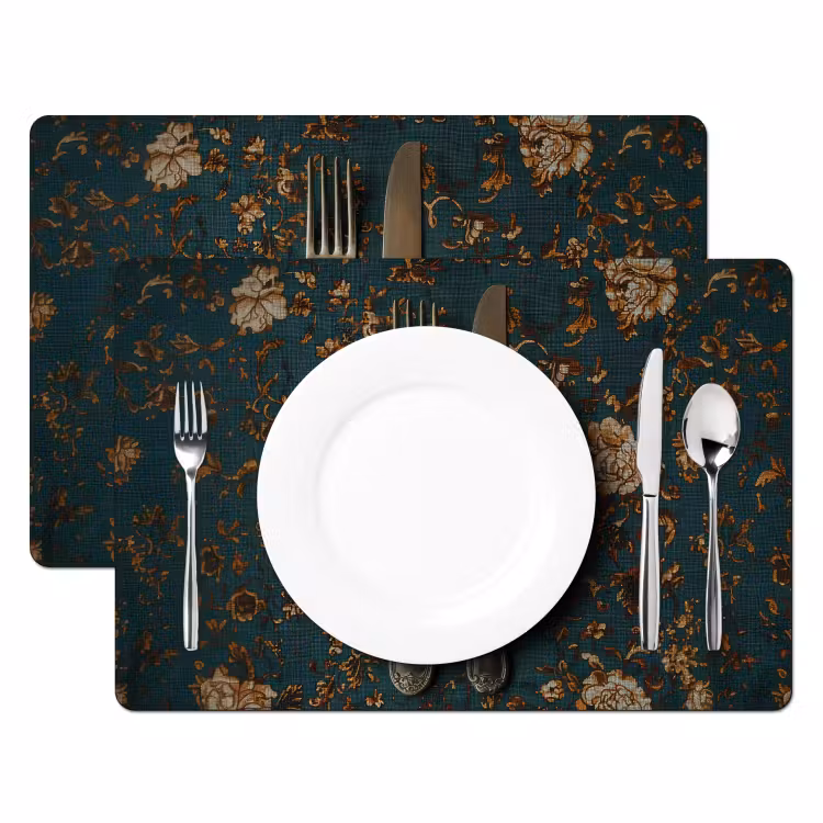 Placemat - 6 stuks - Bloemen - Goud - Bestek — 2