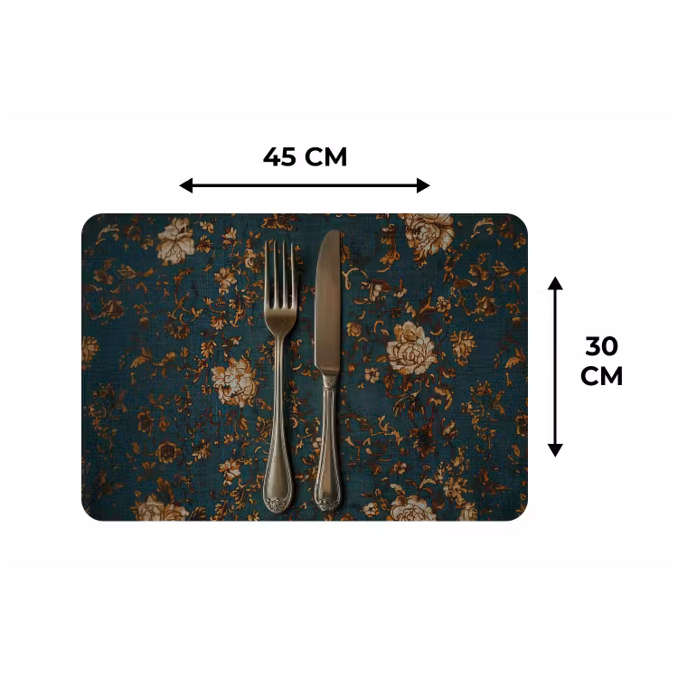 Placemat - 6 stuks - Bloemen - Goud - Bestek — 3