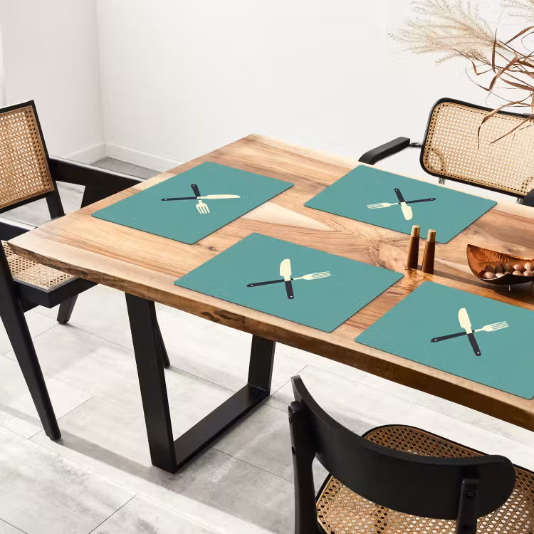 Placemat - 6 stuks - Illustratie - Blauw - Bestek — 5